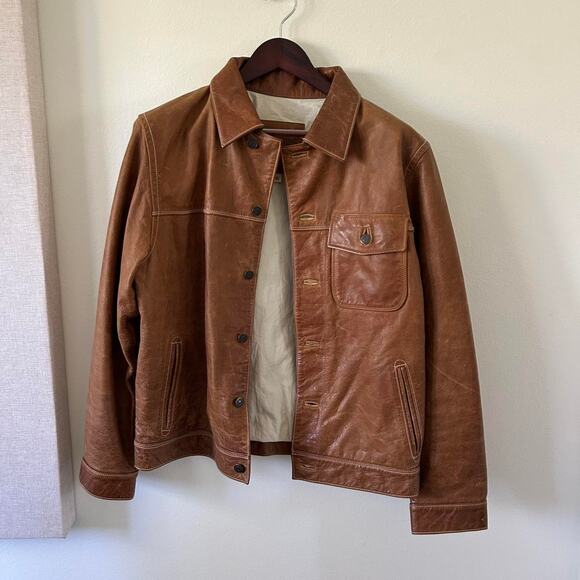 Gap 1969 brown leather jacket - Picture 1 of 6